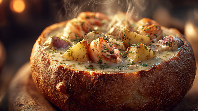 Простой обед в стиле Бостона: как приготовить дома сливочный суп клэм-чаудер с морепродуктами 