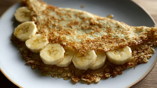 Простой и быстрый завтрак на каждый день: готовим блин из овсяных хлопьев и банана 