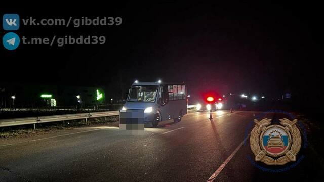 В Гурьевском районе микроавтобус сбил шедшего по дороге мужчину