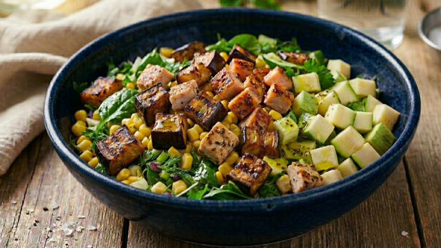 Открываем дачный сезон витаминной перезагрузкой: рецепт сочного салата с баклажанами и кукурузой