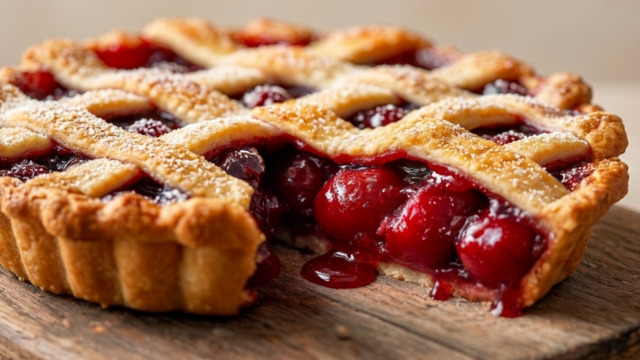 Семья не могла оторваться от этого пирога и смела всё подчистую: как испечь дома вишнёвый пай с румяной сеточкой 