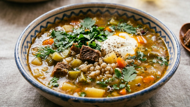 Сытно, просто и вкусно: готовим домашний рассольник на крепком говяжьем бульоне 