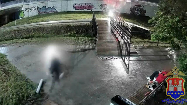 В Пионерском 20-летний парень решил подраться с фонарями «Круга здоровья», но сам оказался на земле (видео)