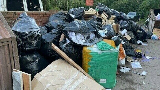 Обувной магазин завалил коробками мусорную площадку на Минской, нарушителя заставили убирать за собой (фото)