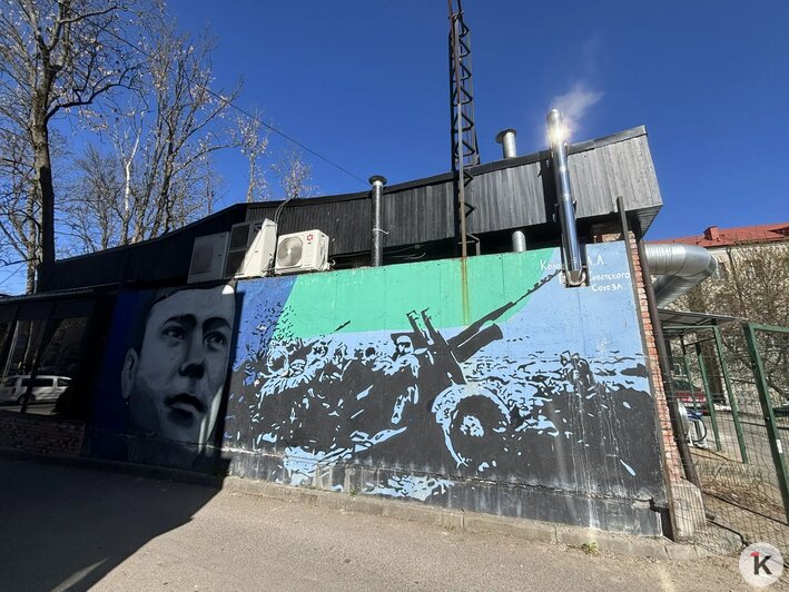 Испорченную памятную надпись на мурале с портретом сержанта Колоскова в Калининграде восстановят (фото)   - Новости Калининграда | Фото: Александр Подгорчук / «Клопс»