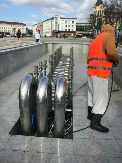 Фонтаны Калининграда начали готовить к открытию сезона (фото) - Новости Калининграда | Фото: канал сити-менеджера Калининграда Елены Дятловой / Телеграм