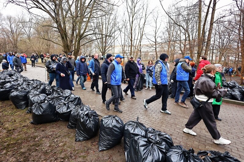 Дождь уборке не помеха: в Калининграде прошёл общегородской субботник (фоторепортаж) - Новости Калининграда | Фото: Александр Подгорчук / «Клопс»
