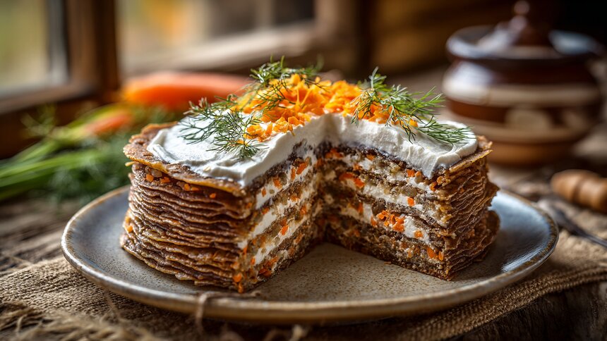 Все гости были в шоке и требовали поделиться рецептом: готовим слоёный печёночный торт со сметанной глазурью   - Новости Калининграда | Иллюстрация: Алиса Игонина / «Клопс»