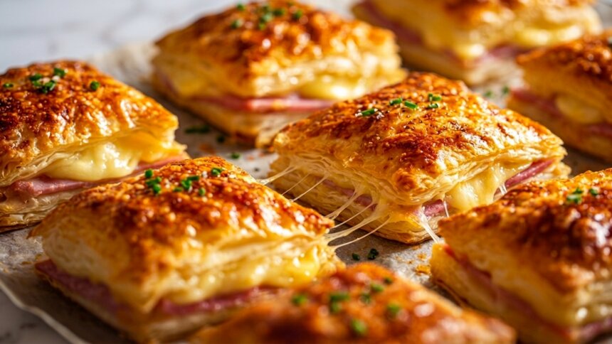 Гости смели всё за секунду и потребовали испечь ещё: готовим дома слоёные квадратики с сыром и ветчиной  - Новости Калининграда | Иллюстрация: Ксения Александрова / «Клопс»