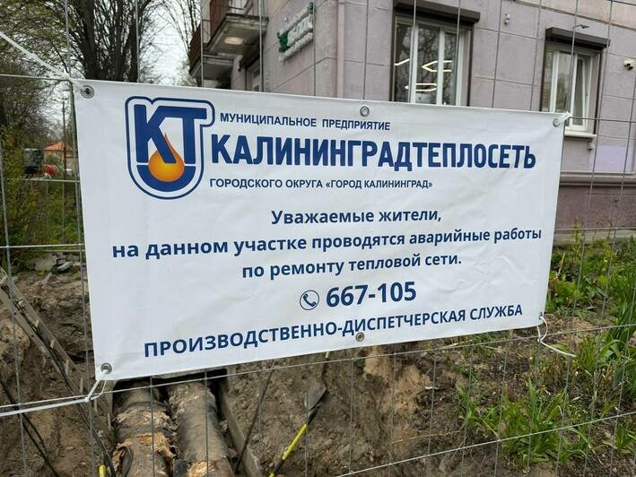 В Калининграде в сквере у драмтеатра из-за ремонта трубы разрыли часть газона (фото) - Новости Калининграда | Фото: канал МП «Калининградтеплосеть» / Телеграм