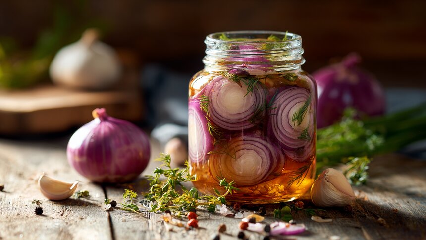 Хрустящая и пряная закуска к шашлыку: как быстро и без лишних хлопот замариновать красный лук  - Новости Калининграда | Иллюстрация: Ксения Александрова / «Клопс»