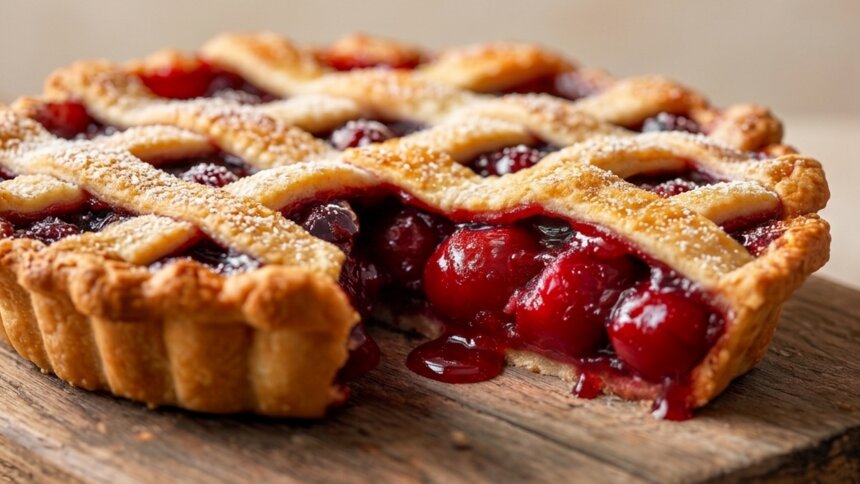 Семья не могла оторваться от этого пирога и смела всё подчистую: как испечь дома вишнёвый пай с румяной сеточкой  - Новости Калининграда | Иллюстрация: Дарья Мошникова / «Клопс»