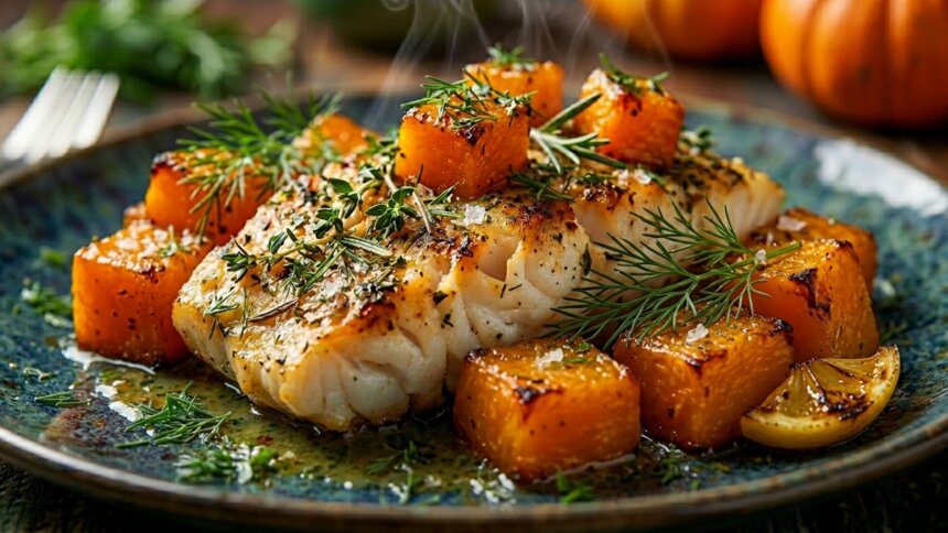 Неочевидное сочетание сладкого и солёного: как вкусно запечь рыбу с тыквой и пряными травами  - Новости Калининграда | Иллюстрация: Дарья Мошникова / «Клопс»