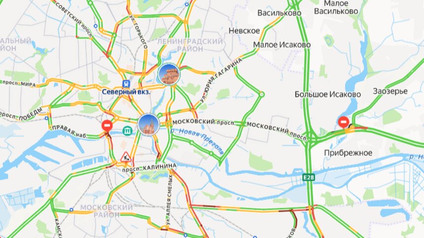 В центре заторы: карта пробок в Калининграде на утро пятницы - Новости Калининграда | Скриншот сервиса «Яндекс. Карты»
