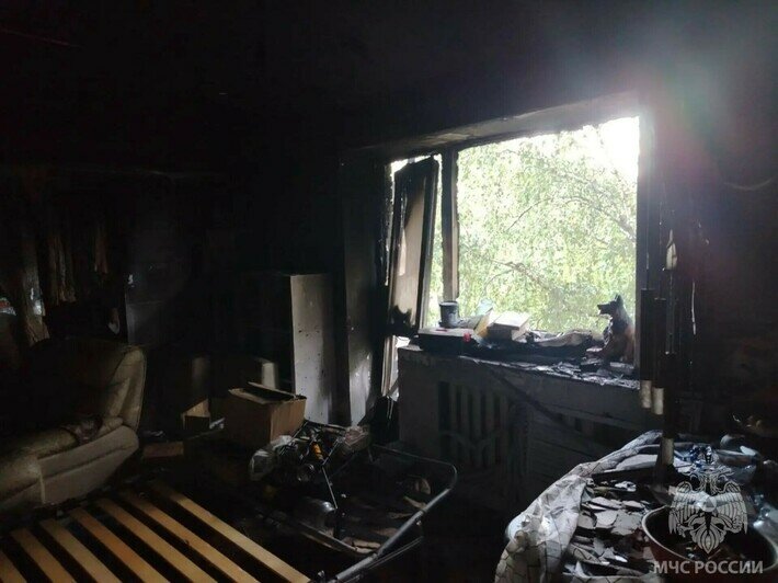 На Емельянова вспыхнул пожар в квартире, из огня спасли двух человек - Новости Калининграда | Фото: МЧС региона