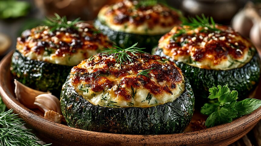 Здоровая альтернатива мясному фаршу: как просто и быстро запечь фаршированные цукини с творогом и зеленью  - Новости Калининграда | Иллюстрация: Ксения Александрова / «Клопс»