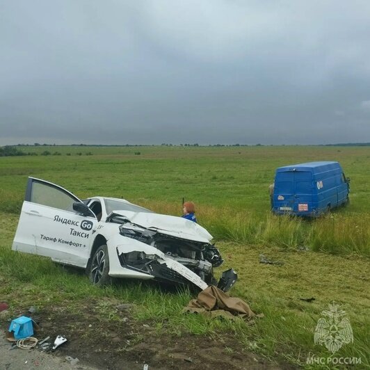 Под Гвардейском микроавтобус врезался в три припаркованные машины, пострадали четыре человека - Новости Калининграда | Фото: сообщество управления МЧС по Калининградской области / «ВКонтакте»