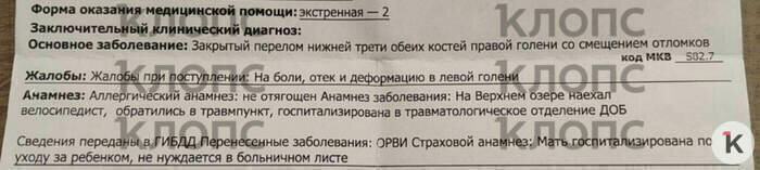 Диагноз, с которым девочка поступила в больницу | Фото: скриншот медицинской выписки 