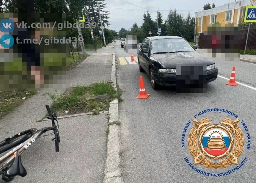 В Калининграде школьница решила спешиться с велосипеда на зебре и попала под колёса авто - Новости Калининграда | Фото: сообщество Госавтоинспекции Калининградской области / «ВКонтакте»