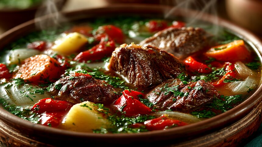 Наваристый суп с овощами и мясом родом из восточной кухни: что такое шурпа и как её приготовить дома  - Новости Калининграда | Иллюстрация: Ксения Александрова / «Клопс»