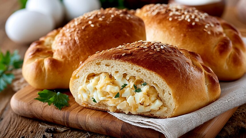 Печём пирожки с сочной капустой, луком и яйцом как у бабушки — рецепт с простым тестом  - Новости Калининграда | Иллюстрация: Ксения Александрова / «Клопс»