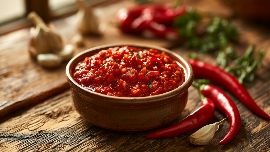 К мясу, гарнирам и просто на хлеб: раскрываем секрет приготовления настоящей аджики по домашнему рецепту - Новости Калининграда | Иллюстрация: Ксения Александрова / «Клопс»