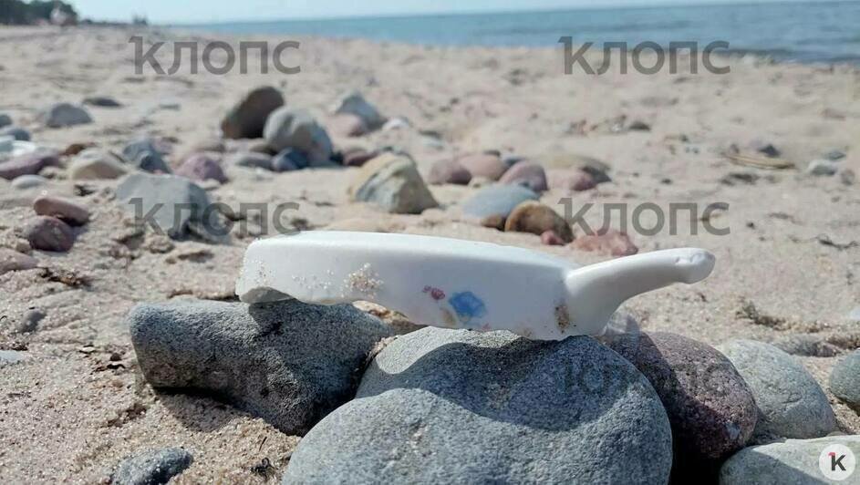 После шторма пляж у Куршской косы засыпало осколками посуды и стекла - Новости Калининграда | Фото: очевидец
