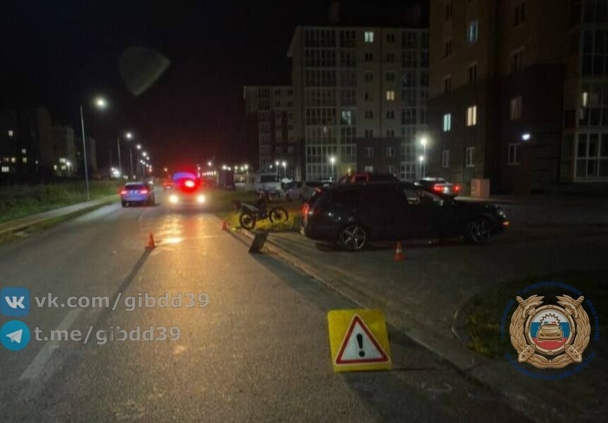 В посёлке под Светлогорском автомобиль не уступил дорогу мотоциклу, есть пострадавший - Новости Калининграда | Фото: сообщество Госавтоинспекции Калининградской области / «ВКонтакте»