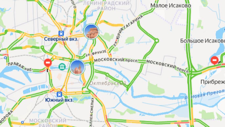 В центре собираются машины: карта пробок в Калининграде на утро среды - Новости Калининграда | Скриншот сервиса «Яндекс. Карты»