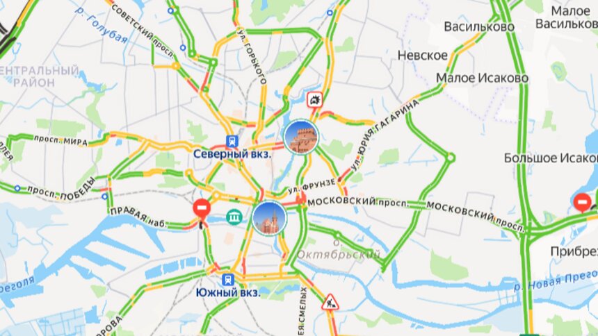 Одна авария: карта пробок в Калининграде на утро пятницы - Новости Калининграда | Скриншот сервиса «Яндекс. Карты»