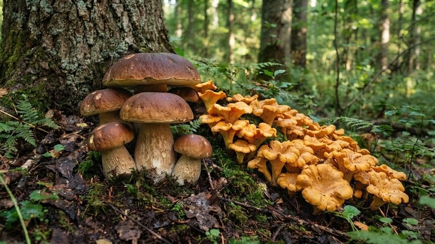 Грибные места своими руками: можно ли вырастить боровики и лисички прямо под берёзами и соснами на дачном участке  - Новости Калининграда | Иллюстрация: Дарья Мошникова / «Клопс»