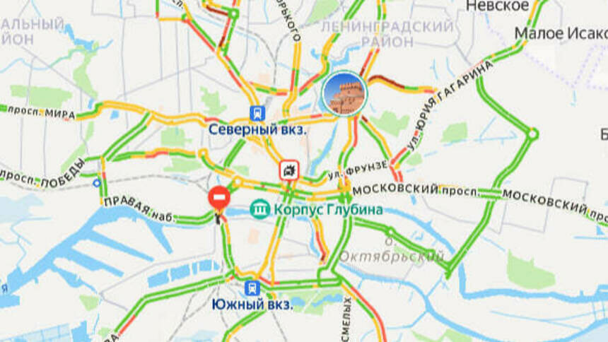 Одна авария: карта пробок в Калининграде на утро среды - Новости Калининграда | Скриншот сервиса «Яндекс. Карты»