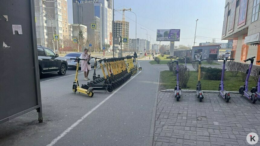 Стоянка самокатов перегородила путь у рынка на Сельме (фото) - Новости Калининграда | Фото: «Клопс»