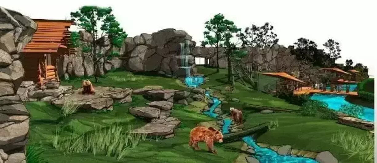 Визуализация нового вольера для медведей | Фото: Калининградский зоопарк