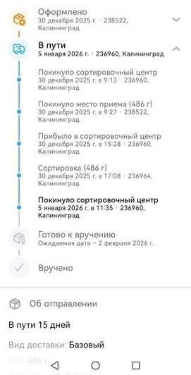Результаты отслеживания посылки по трек-коду. | Скриншоты: Ирина Лещчинскас