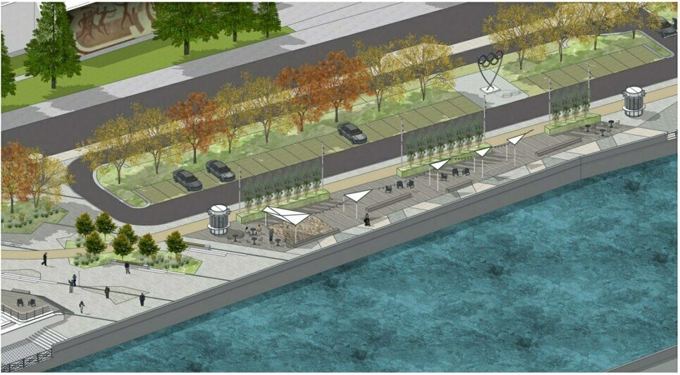 Зелень, торговля и место Высоцкому: власти показали, как хотят изменить набережную у Философского моста (эскизы) - Новости Калининграда | Эскизы: официальный канал администрации Калининграда / Телеграм