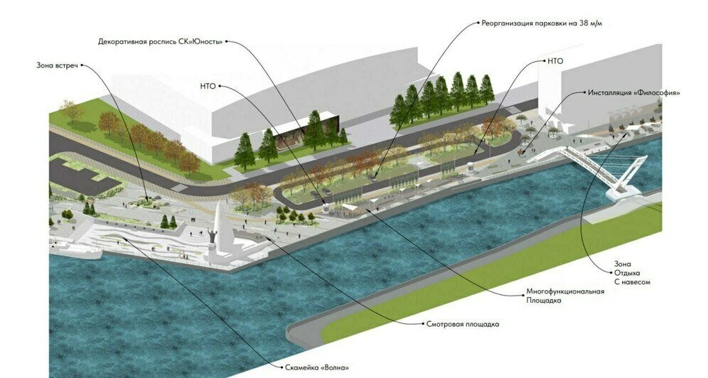 Зелень, торговля и место Высоцкому: власти показали, как хотят изменить набережную у Философского моста (эскизы) - Новости Калининграда | Эскизы: официальный канал администрации Калининграда / Телеграм