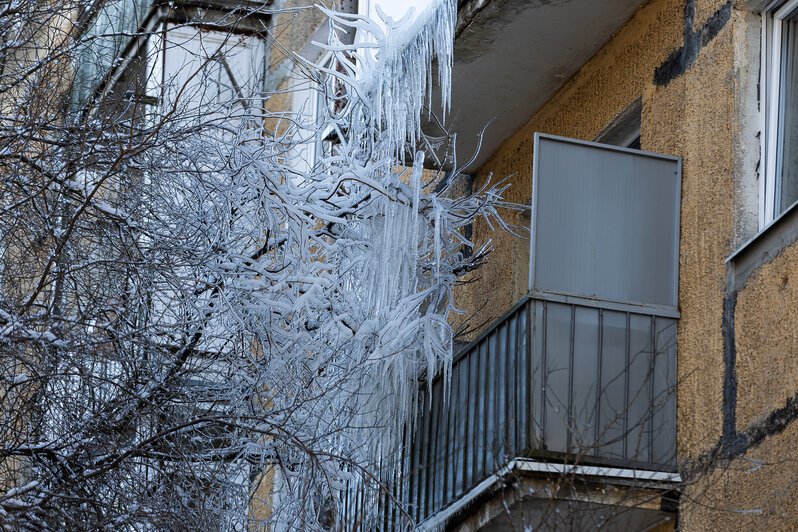Ледяной оскал: на карнизах калининградских домов выросли метровые сосульки (фото) - Новости Калининграда | Фото: Александр Подгорчук / «Клопс»