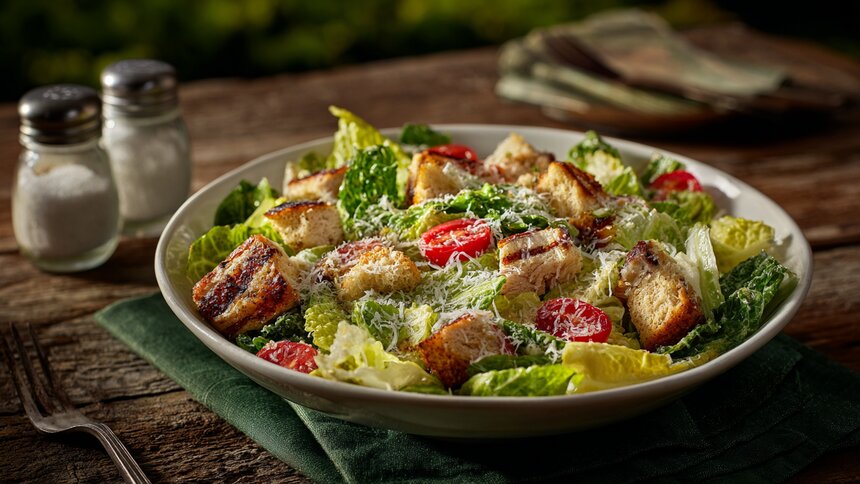 Тот самый «Цезарь» как в ресторане: пробуем готовить популярный салат дома - Новости Калининграда | Иллюстрация: Алиса Игонина / «Клопс»