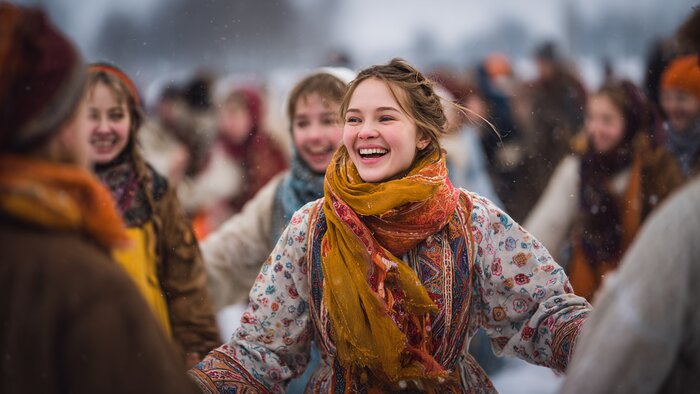 Чай, блины да хоровод: где ещё пройдут масленичные гулянья в Калининграде и области (программа) - Новости Калининграда | Иллюстрация: Midjourney