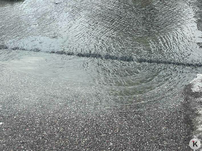 В центре Калининграда из-под асфальта бьёт фонтан, обходившая потоп женщина разбила лицо на гололёде (фото) - Новости Калининграда | Фото: «Клопс»