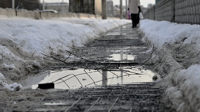 «Мыши погрызли плитку и съели весь цемент»: калининградцы пожаловались на ямы и просевшие тротуары после схода снега (фото) - Новости Калининграда | Фото читателя