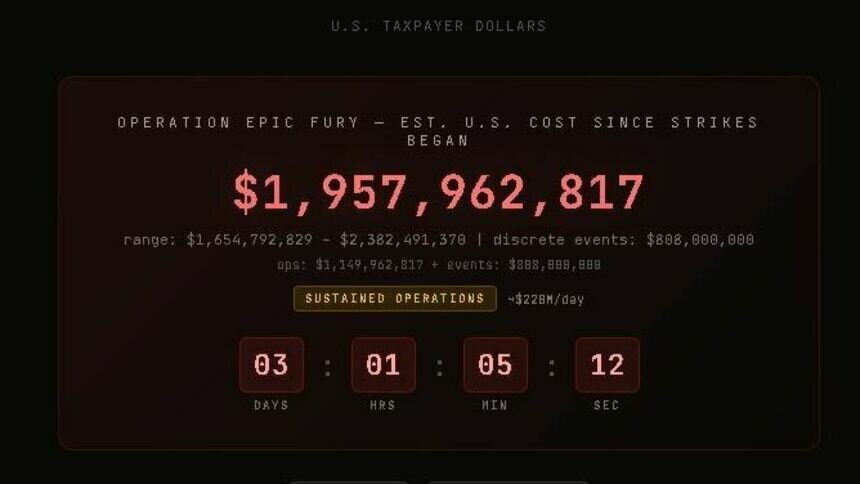Ничего личного, только деньги: в США запустили счётчик войны на Ближнем Востоке - Новости Калининграда | Стоп-кадр «Счётчика войны в Иране»