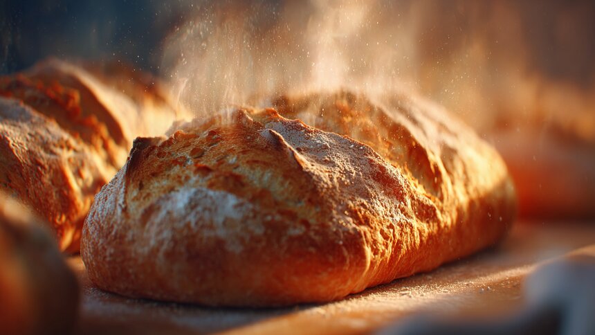 Хрустящая корочка и нежный мякиш: рецепт домашнего хлеба «как из пекарни» - Новости Калининграда | Иллюстрация: Алиса Игонина / Midjourney