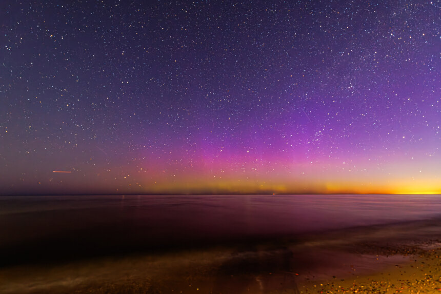 Северное сияние над Балтийским морем | Фото: Александр Мелехов