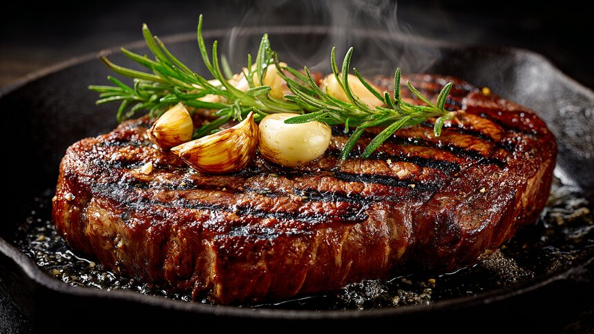 Король всех известных мясных блюд: как приготовить стейк рибай на домашней кухне   - Новости Калининграда | Иллюстрация: Ксения Александрова / «Клопс»
