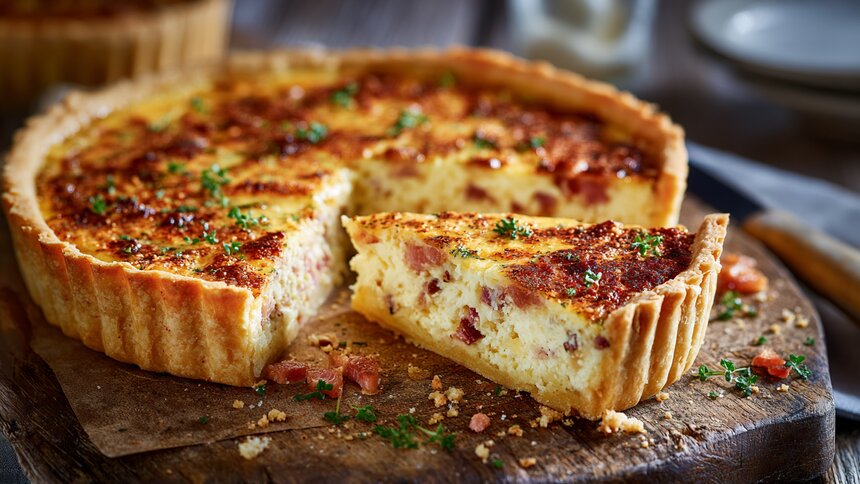 «Милая, а добавка будет?»: как повторить дома знаменитый заливной пирог киш лорен   - Новости Калининграда | Иллюстрация: Ксения Александрова / «Клопс»