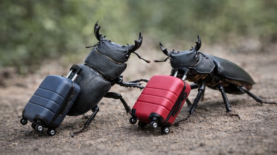 Шуточное изображение краснокнижной бронзовки и оленька, обитающих на Литвале | Иллюстрация:  «Клопс»