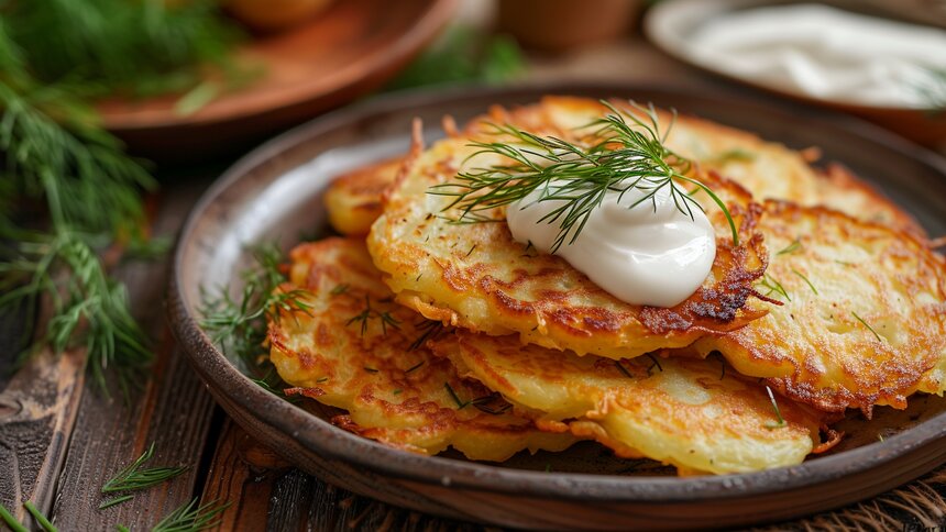 Получится даже у новичков: кулинары раскрыли секрет сочных драников с хрустящей корочкой и идеальным соусом - Новости Калининграда | Иллюстрация: Ксения Александрова / Midjourney