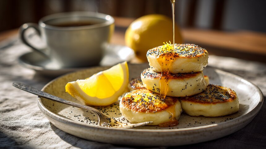 Сырники с маком и лимонной цедрой: как приготовить простой завтрак уровня мишленовского ресторана   - Новости Калининграда | Иллюстрация: Ксения Александрова / Midjourney